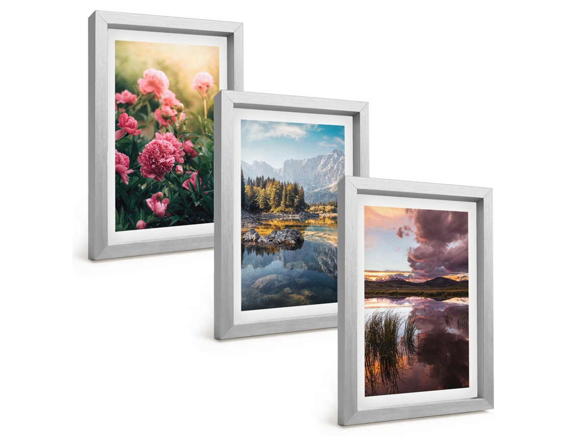 Composição De Quadros Flores, Jardim, Montanhas, Água Espelharte (3 Peças 20x30 Cm)