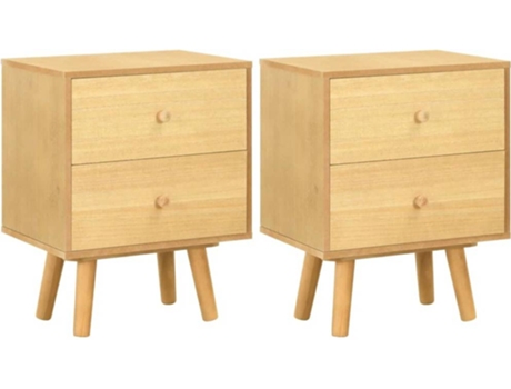 2 Mesas de Cabeceira  Madeira de Pinho Maciça (40x30x50 cm)