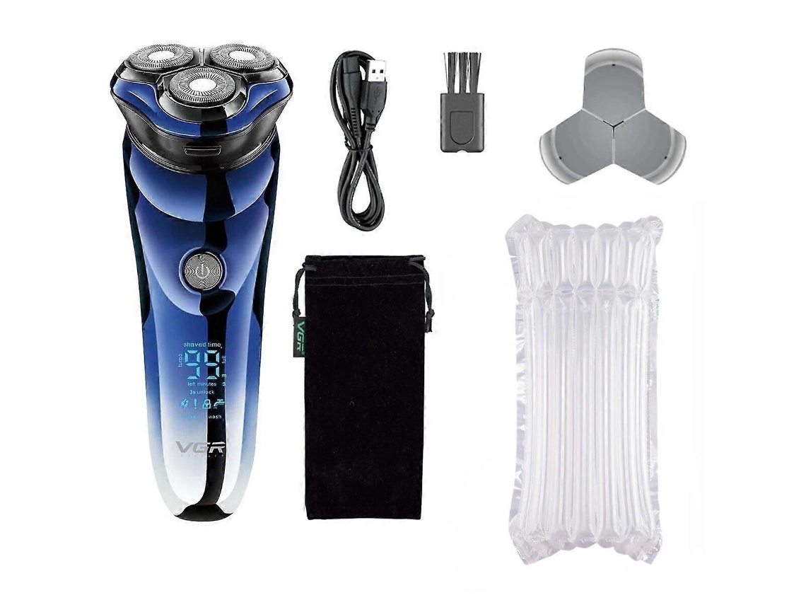 Barbeador Elétrico 3 Cabeças, Kit Completo Com Acessórios, Display Led, Lavável