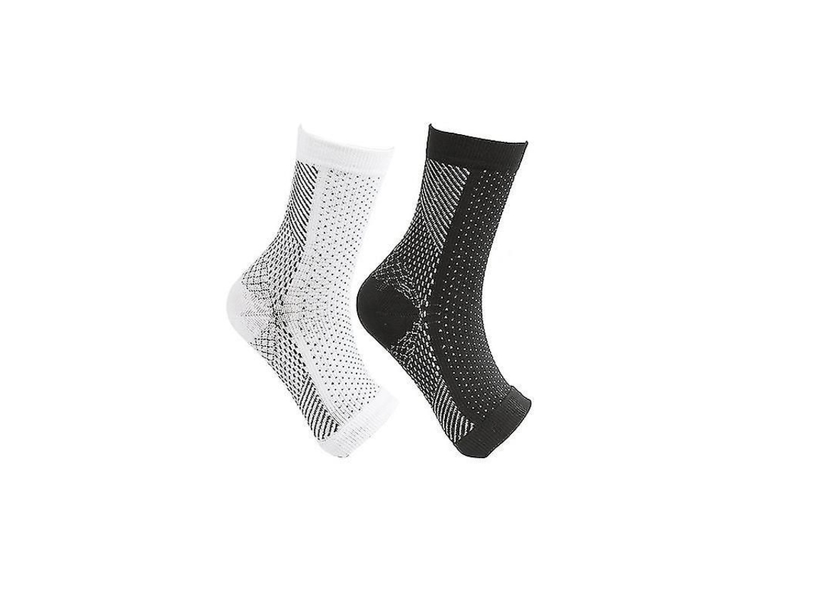 Meias de Proteção Compressivas Neuropáticas, 2 Pares , Suporte para Tornozelo e Arco, Alivio de Dor e Inchaço (preto e Branco)