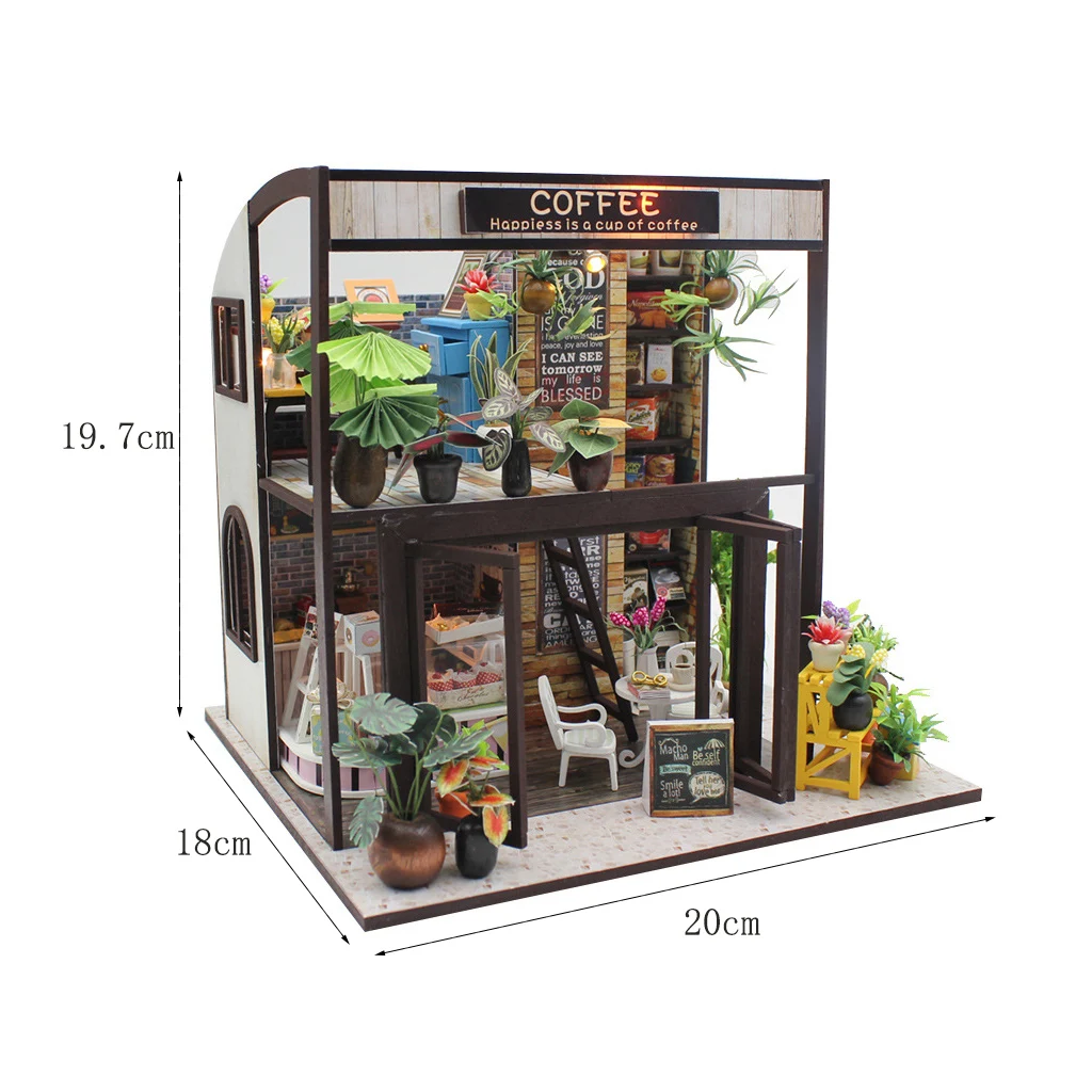 Kit para Montar Casa de Bonecas 3d de Madeira Modelo em Miniatura ''café Aconchegante'' MDUG