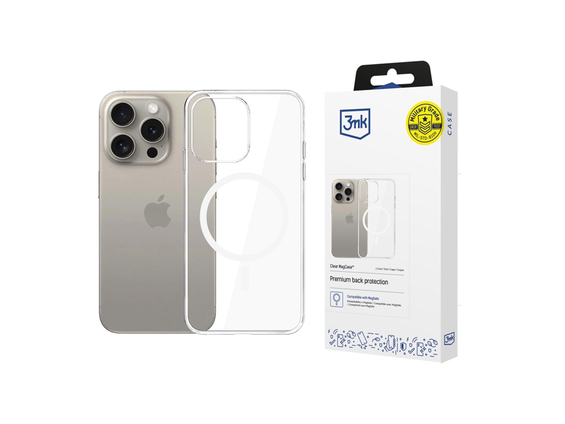 Capa De Tpu Magcase Transparente 3mk Para Apple Iphone 15 Pro Protetora Antiderrapante