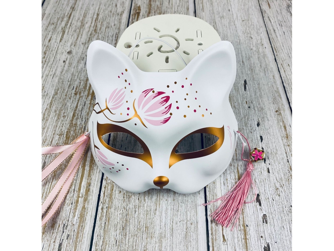 Máscara Japonesa Meio Rosto Pintada À Mão Gato Raposa Máscara Anime Demon Slayer Baile De Máscaras Festival De Halloween Cosplay Adereços