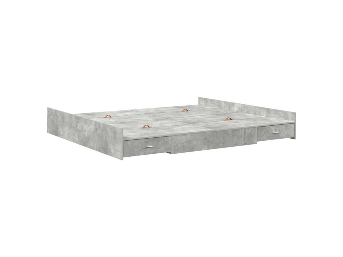 Conjunto 1 Estrutura De Cama Moderna Vidaxl Cinzento Madeira De Pinho Maciça (180 X 200 Cm)