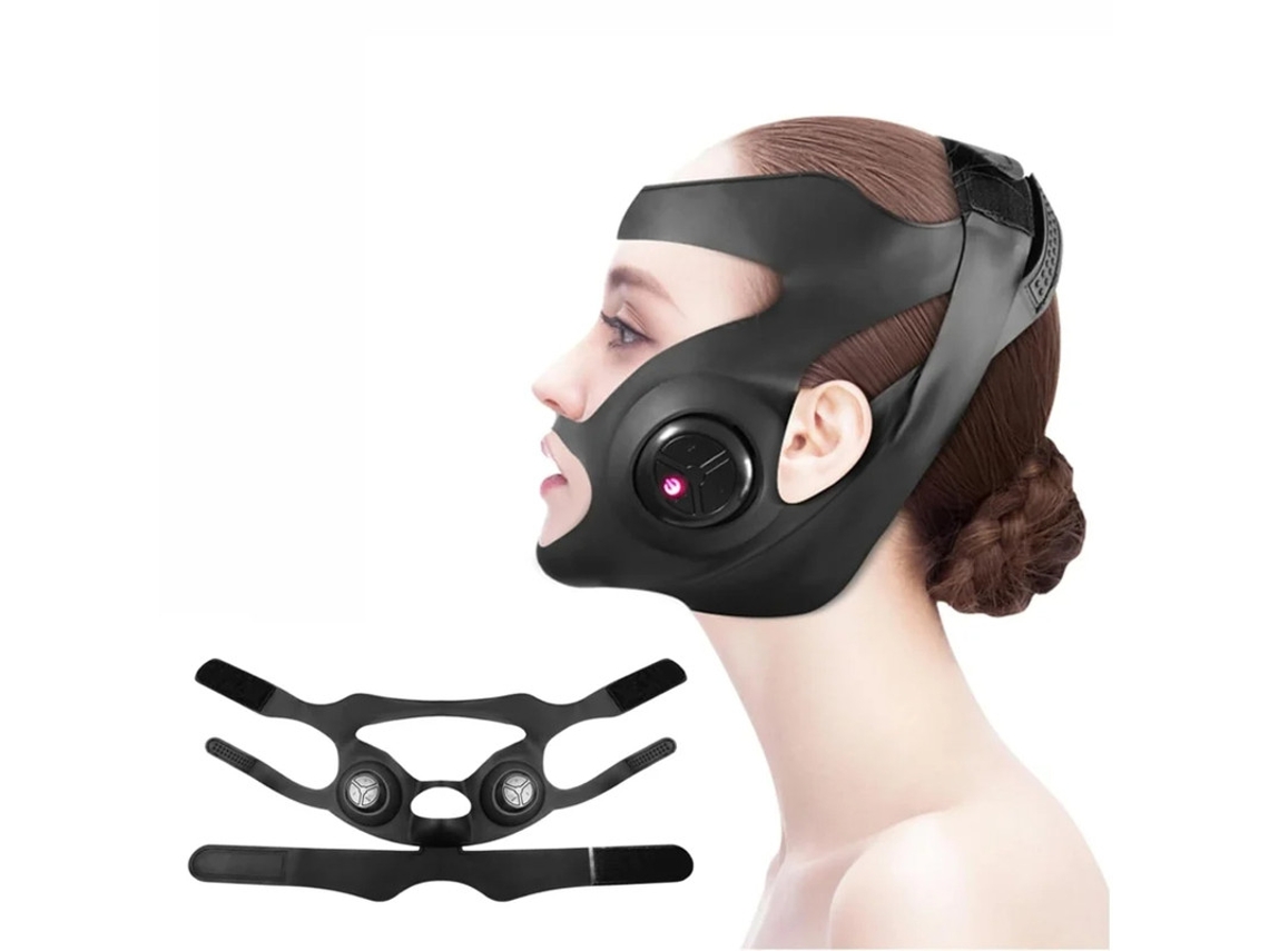 Cinto De Levantamento Facial Line Com Massageador De Controle Remoto Massagem Facial Redutor De Queixo Duplo E Cinto Relaxante Preto Bestvite