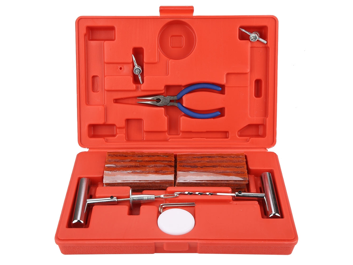Kit De Reparação De Pneus 61 Peças Ferramentas Para Carros E Motos Com Caixa