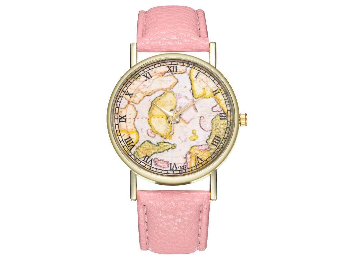 Relógio de Pulso Feminino Masculino Elegante de Quartzo Moda Presente (rosa)