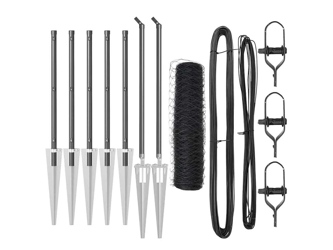 Conjunto 1 Cerca Externa Vidaxl Cinzeto Aço
