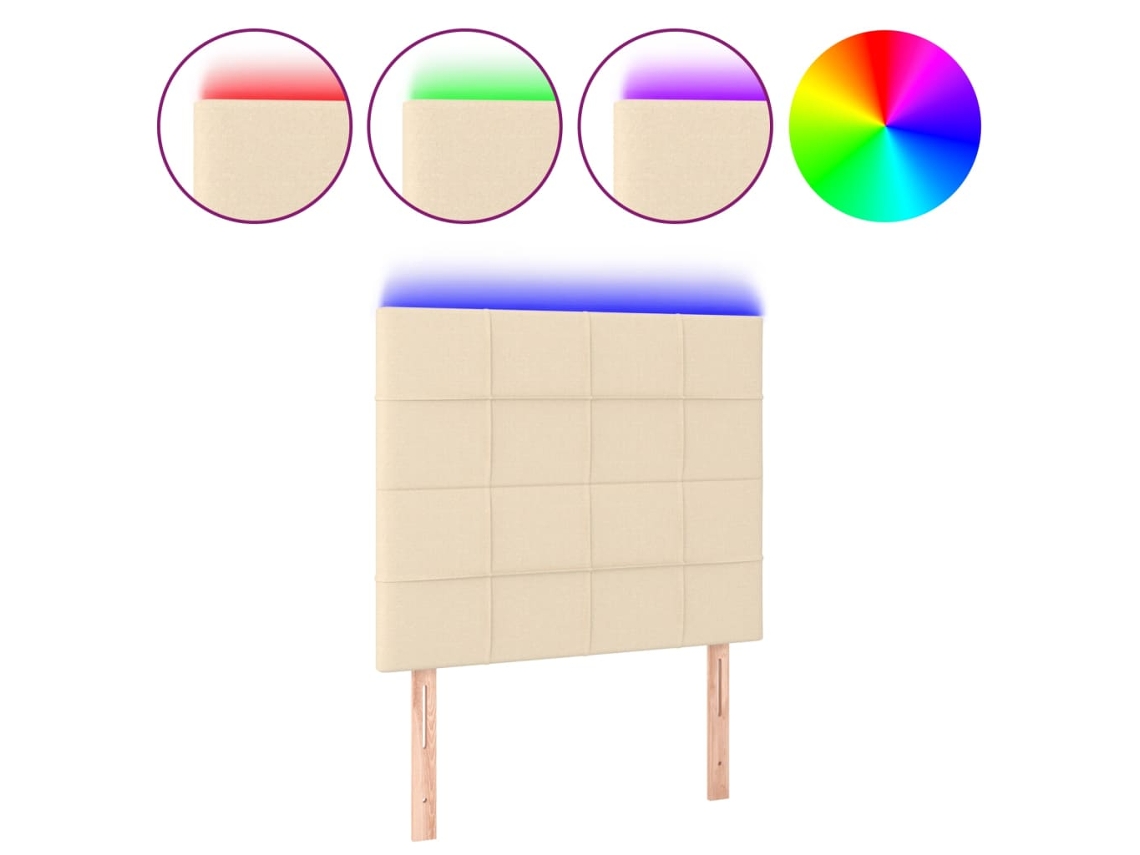 Cabeceira Cama C/ Led Tecido 100x5x118/128 Cm Crème MAISON EXCLUSIVE
