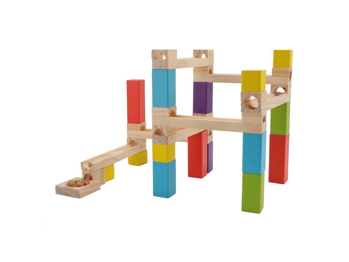 Mali brinquedo Educativo Trilho de Bolinhas de Madeira para Crianças com Blocos de Construção Stem