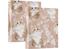 Pasta Escolar De 1, 5 Polegadas Com Estampa De Gato Marrom E Prancheta, Pacote Com 1 2 Pastas Escritório, 200 Folhas