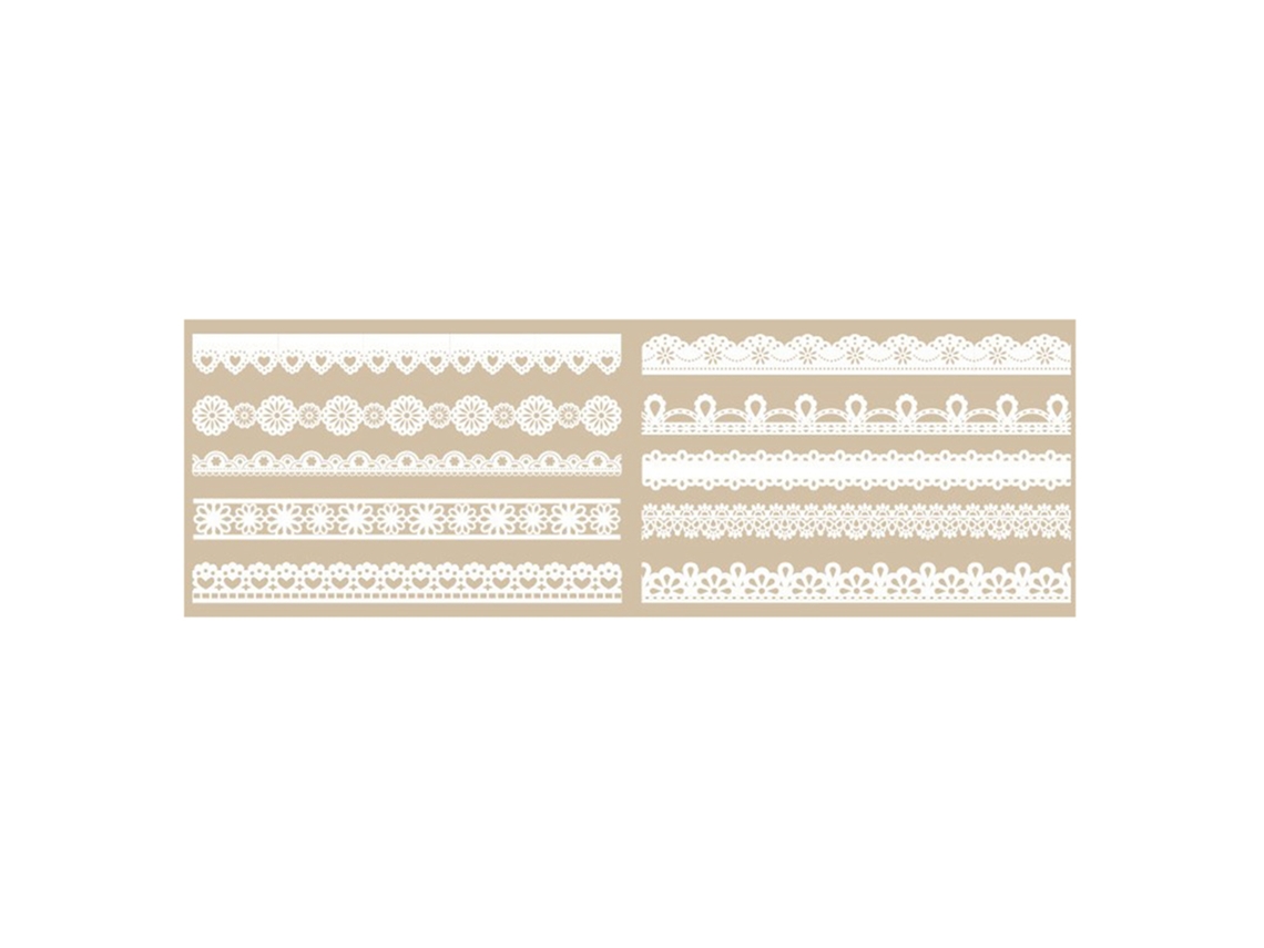 10 Adhesivos De Encaje Branco 21cm Diferentes Padrões Para Scrapbooking E Manualidades Diy