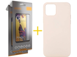 Kit Capa e Película Vidro Full2X  iPhone 11 Accetel Silicone Rosa
