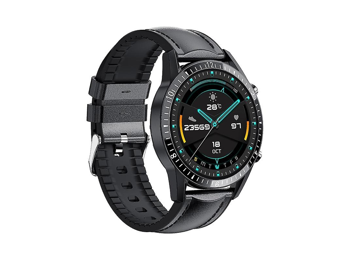 Relógio Inteligente com Chamadas Bluetooth, Cor Couro Preto VONKELIOS