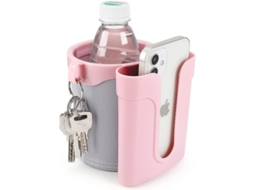 Suporte De Copo Para Bicicleta 3 Em 1 Com Suporte Para Celular E Chaves, Universal Para Bicicletas, Patinetes, Cinza Rosa