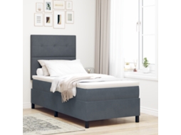Cama Box Com Colchão Cinza Escuro 100x200 Cm Veludo