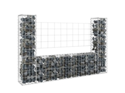 Vidaxl Cesto Gabião Em Forma De U C/ 2 Postes 140x20x100 Cm Ferro