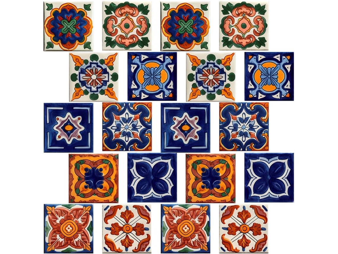 Adesivos Azulejo Estilo Marroquino 20 Peças Pvc Removíveis Decoração Paredes Internas Varandas Mesmo Fáceis GOKOCO