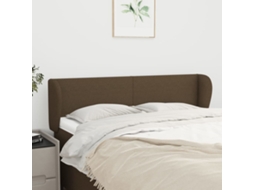 Vidaxl Cabeceira De Cama C/ Abas Tecido 147x23x78/88cm Castanho-escuro
