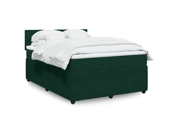 Vidaxl Cama Com Molas/colchão 140x190 Cm Veludo Verde-escuro