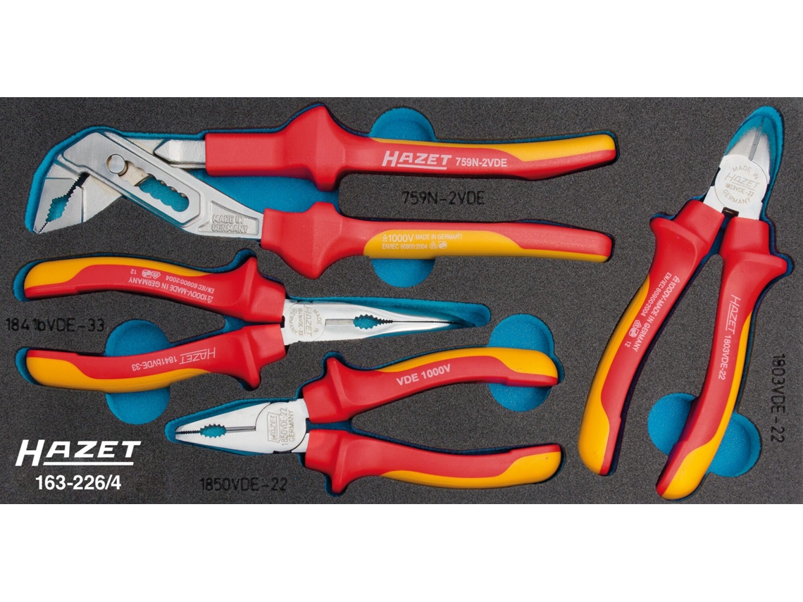 Conjunto de alicates isolados 163-226/4 342 mm x 172 mm Número de ferramentas: 4 HAZET