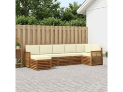 Vidaxl Conjunto De Sofás Para Exterior 6 Unid. Natural E Creme