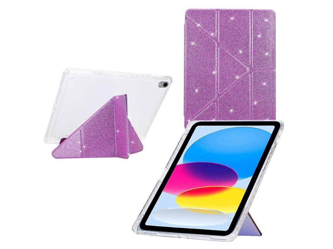 Capa inteligente de couro acrílico transparente Webake para tablet com glitter e dobra em Y