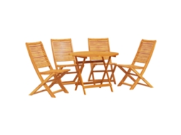 Conjunto 5 Conjunto De Jantar Para Jardim Vidaxl Castanho Madeira De Acácia Maciça (90 X 90 X 75 Cm)