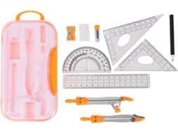 Conjunto De Compasso, Régua E Ferramentas De Desenho Em Metal Para Estudantes, Kit Geométrico De 10 Peças,