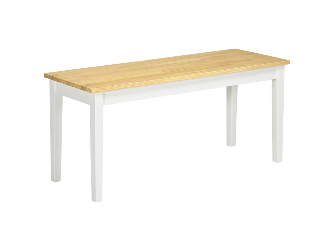 Banco de Madeira de 2 Lugares, Envernizado, Natural Branco, S/MARCA