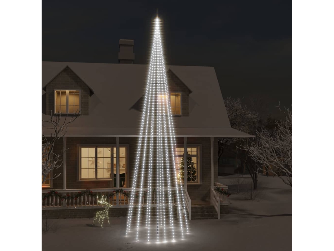 Vidaxl Árvore De Natal Mastro De Bandeira 1134 Leds 800 Cm Branco Frio