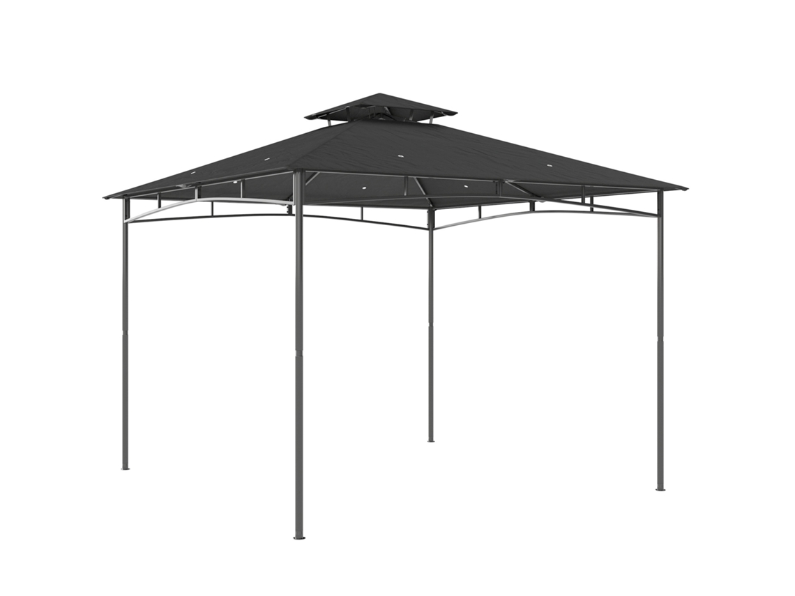 Gazebo Inclinado de 3x4 metros, Teto Retrátil, Drenagem, Branco Sujo, SINI TECH STORE