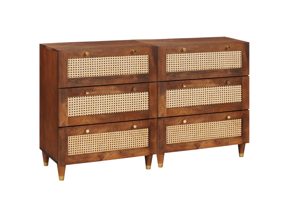 Conjunto 2 Móveis De Aparador Vidaxl Castanho Madeira De Mangueira Maciça (60 X 33,5 X 75 Cm)