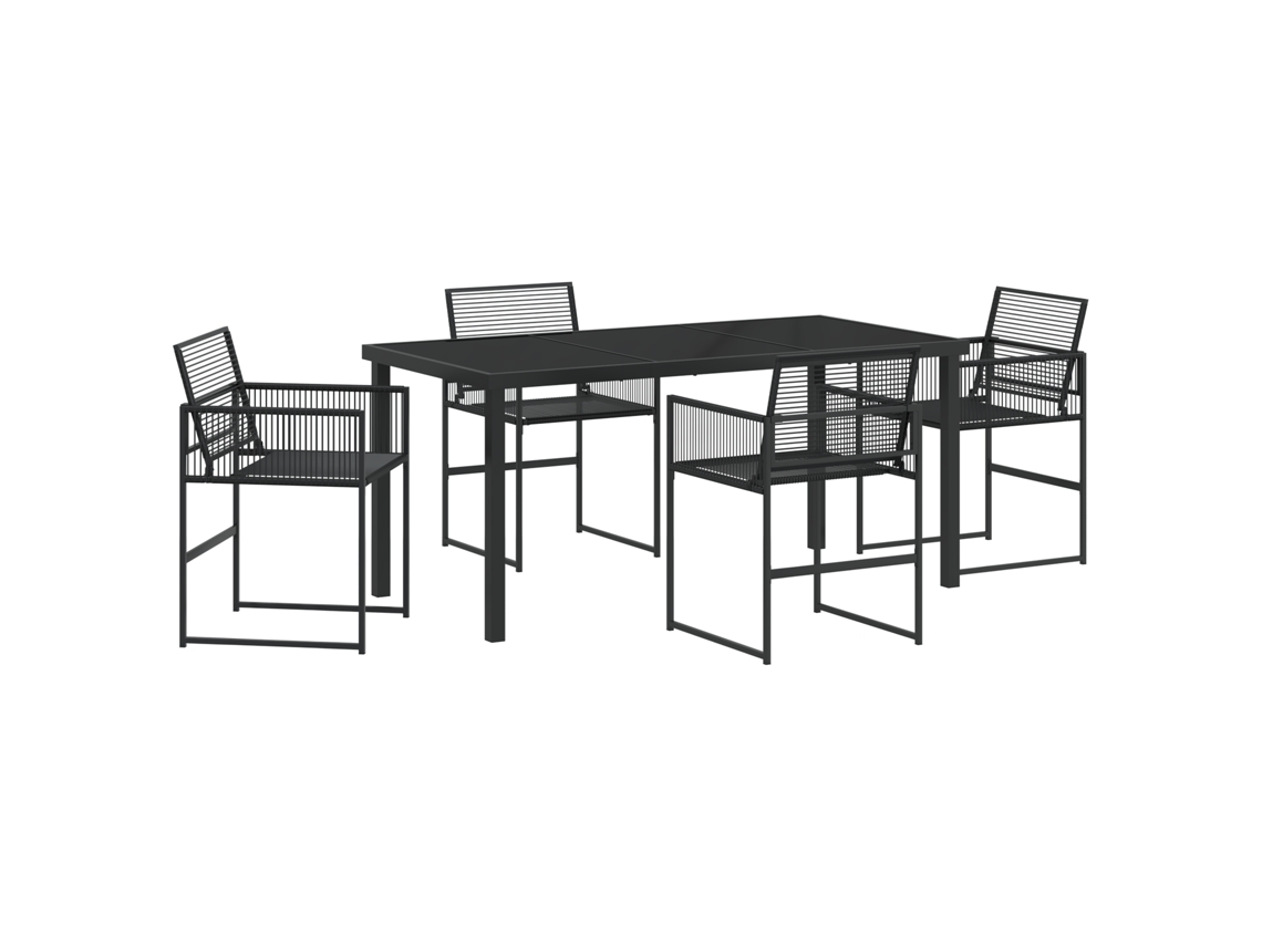 Conjunto 5 De Jantar De Jardim Vidaxl Rattan Poliéster Preto