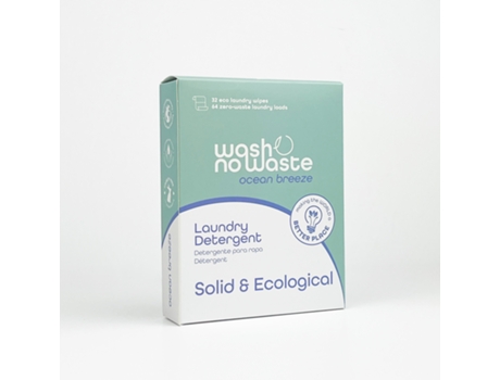 Tiras de Detergente para Máquina de Lavar (64 lavagens) Hipoalergênico e Biodegradável Vegano e Cruelty Free OCEAN BREEZE WASH NO WASTE