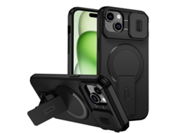 Capa Com Suporte Magsafe Para Iphone 15 Plus - Abertura Deslizante Com Proteção De Câmara