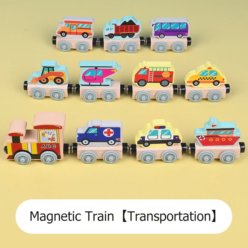 Trem De Brinquedo Magnético De Madeira, Quebra-cabeça Infantil, Brinquedo De Montar Com Blocos Magnéticos
