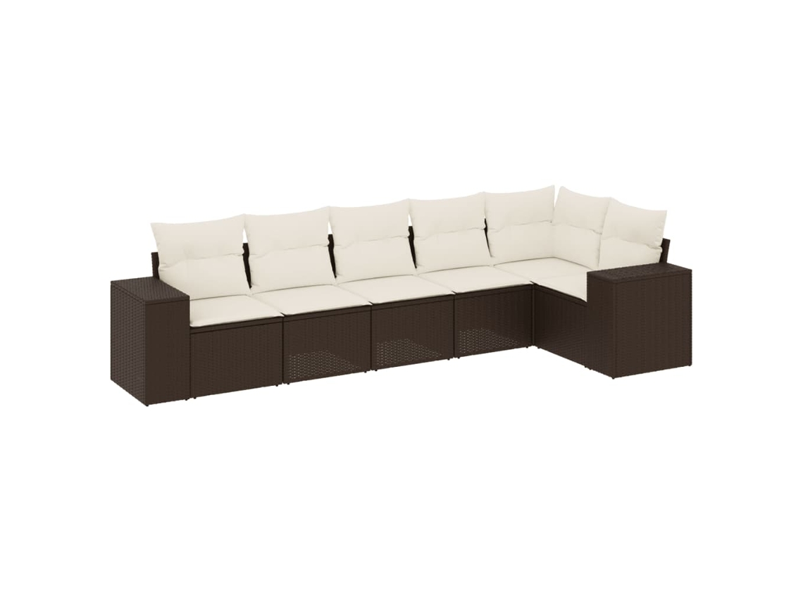 Conjunto de 6 Sofás Jardim com Almofadões Vime Pe Castanho MAISON EXCLUSIVE (80x200 cm)