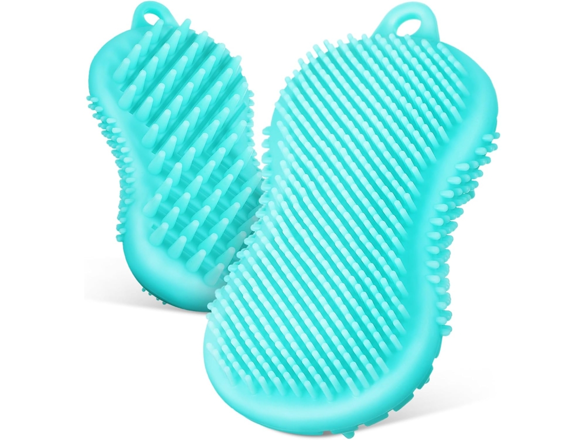 Conjunto De 2-escovas Silicone Para Banho A Seco, Escova Dupla Face Para Banho, Escova Para Couro Cabeludo, Escova