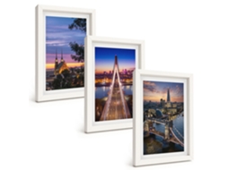 Um Conjunto De Imagens Decorativas Em Uma Moldura Vistas De Pontes E Pôr Do Sol Moldura Branca Pinturas De Quarto Espelharte (3 Peças 20x30 Cm)