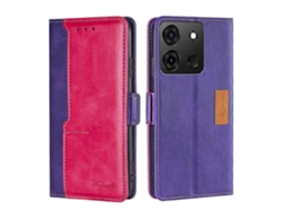 Capa De Couro Com Fivela Lateral Em Cores Contrastantes Para Infinix Smart 7