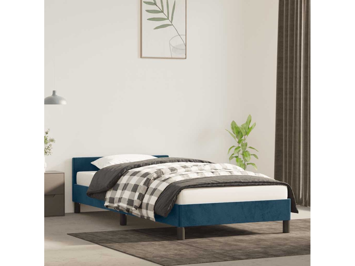 Vidaxl Estrutura De Cama Sem Colchão 80x200 Cm Veludo Azul-escuro