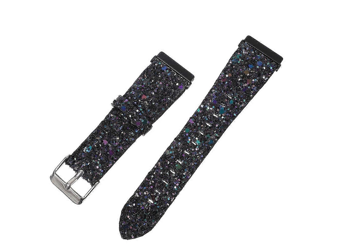 Pulseira De Relógio De Couro Com Glitter Criativa Compatível Com Fitbit, Preta, 13 X 2,5 Cm, 1 Peça Olysi Shop