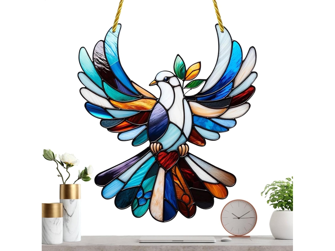 Apanhador de Sol, Enfeite para Árvore Feito com Penas de Animais, Apanhador de Sol em Acrílico, Decoração 2d, Pingente CHABERLU