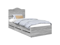 Estrutura da Cama com Gaveta Sonoma Cinza 90 X 190 Cm MAISON EXCLUSIVE