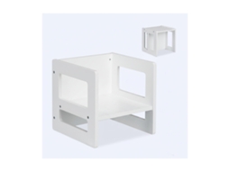 Banco Relaxdays Para Crianças, 2 Em 1 Reversível, 2 Alturas, Apoios De Braços, 30x30x30 Cm, Mesa Infantil, Mdf, Branco