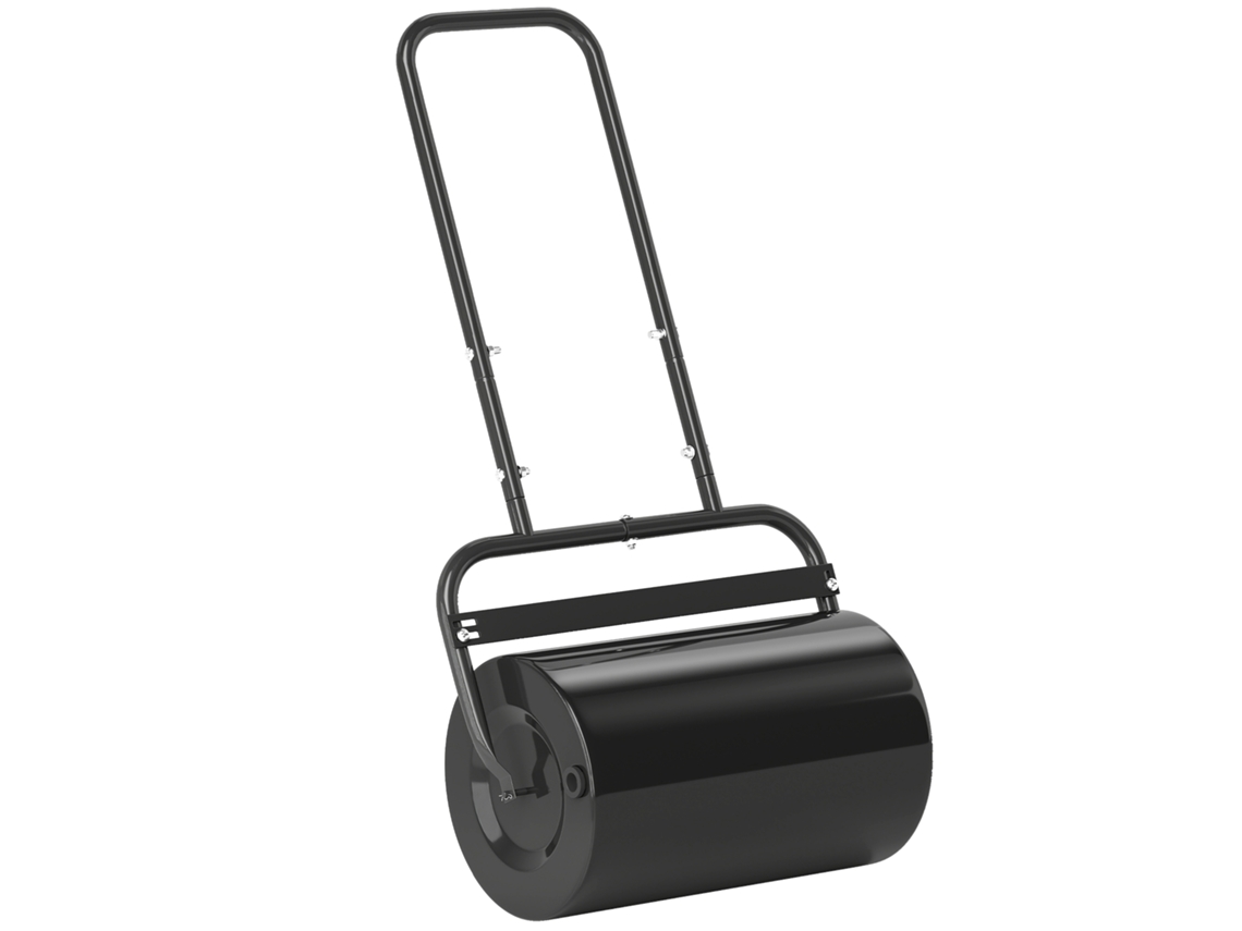Rolo Para Relva Largura 58cm Ø32cm Para 38l Preenchível De Areia Ou Água Com Guiador Em U Para Jardim Preto