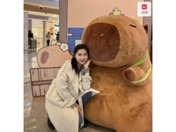 Pelúcia Capivara Gordinha com Pelo de Coelho Modelo Mochila Tartaruga, Fofa e Adorável, Disponível em Tamanhos Pequeno e Grande CHABERLU
