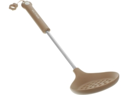 Colher Filtrante De Silicone Bege Com Cabo Longo Aço