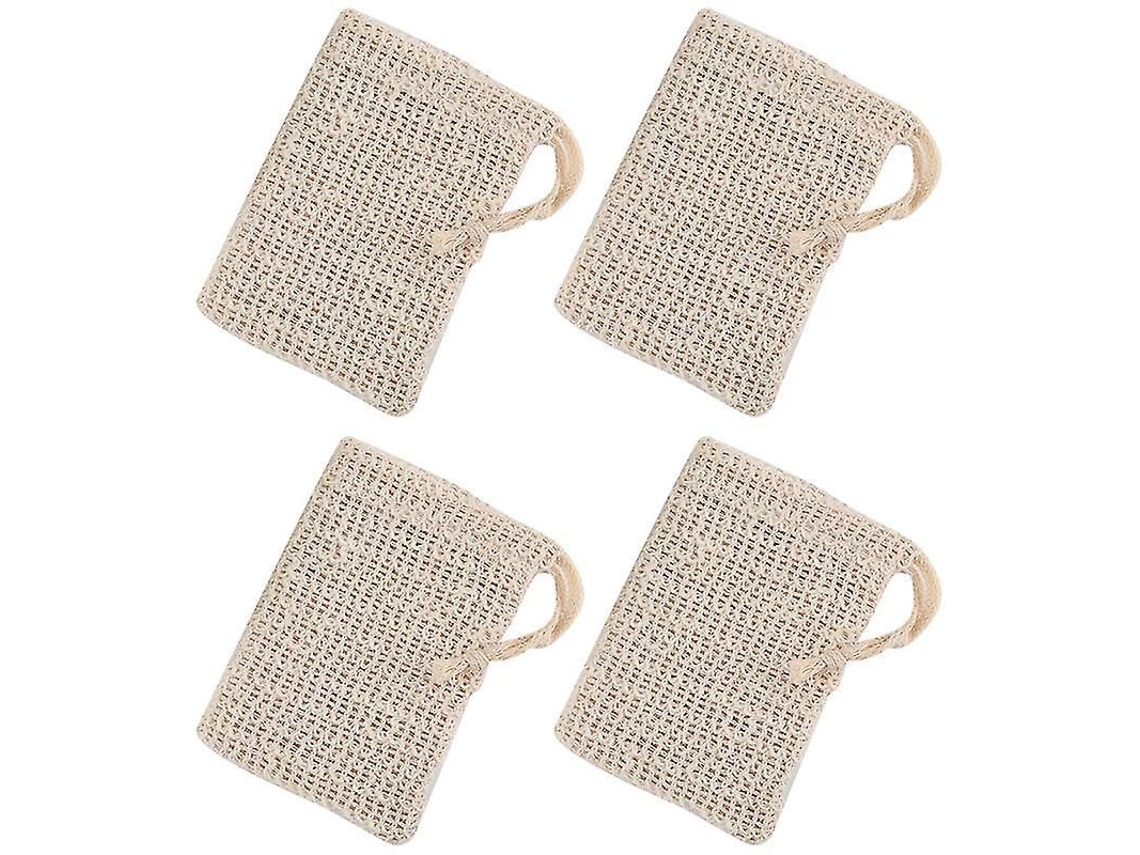 4pcs Saco de Esponja para Sabonete Exfoliante para Banho e Ducha com Armazenamento